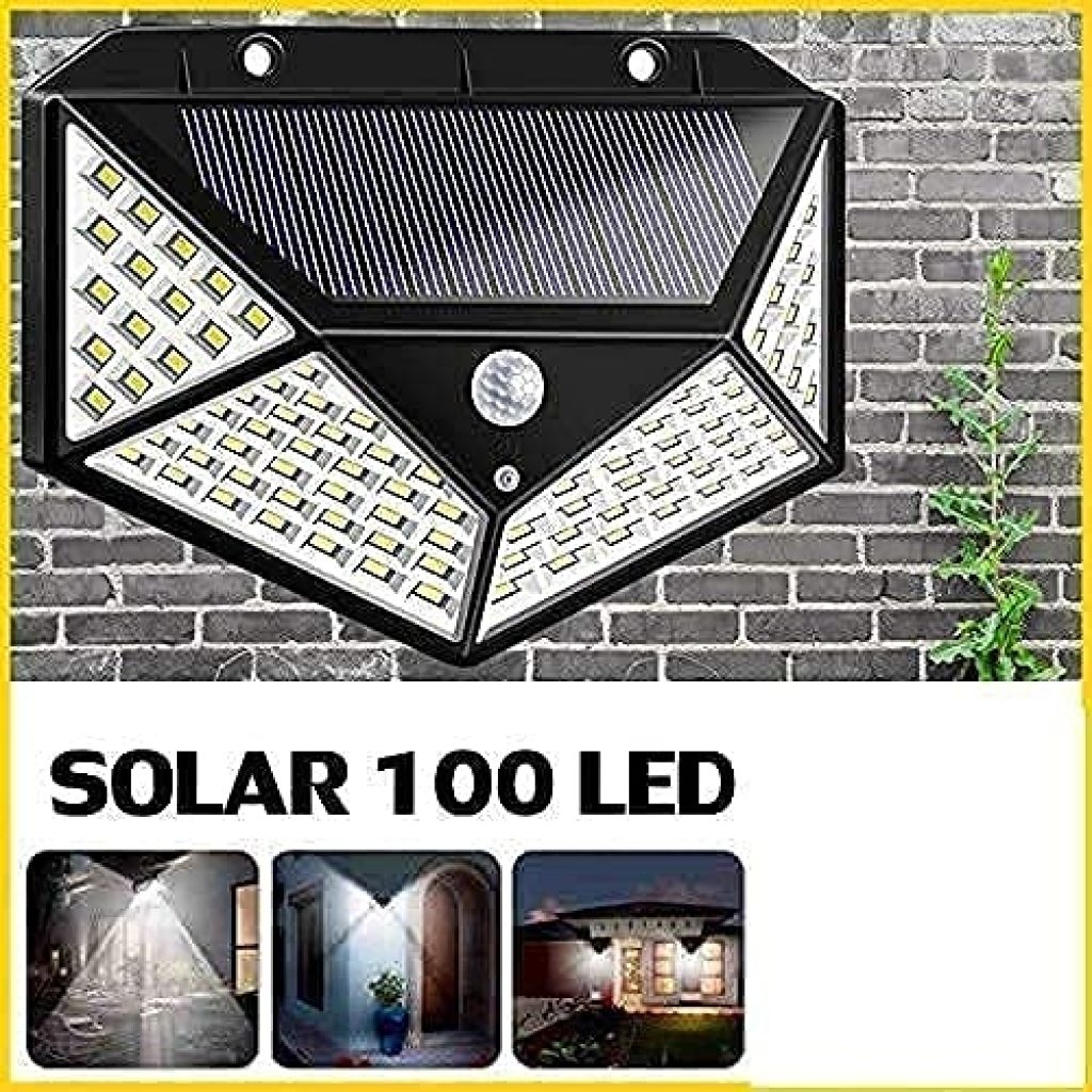 Solar Light 100 LED Motion Sensor Light 4 Side Bright Light with Dim Mode - Security Lamp for Home,Outdoors Pathways | Bright Solar Wireless Security Motion Sensor Light 100 Led - Image 2