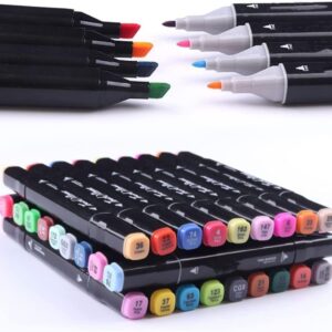 Birthday Return Gift 48 Pc Alcohol Markers Double Tipped Graphic Art Pens for Kids & Adults Drawing, Carrying Case For Painting Sketching Calligraphy Drawing- Twin Head Permanet Colouring Marker Pens (Multicolor).